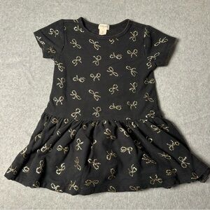 Crewcuts Black Dress with Gold Bow‎ Accents